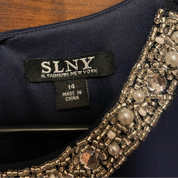 SLNY Midnight Blue Embellished Dress - Picture 2 of 5